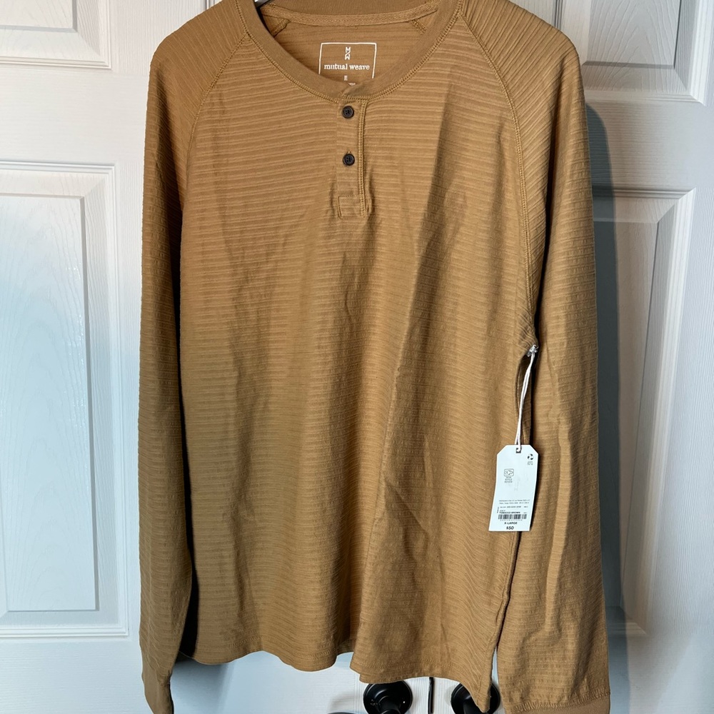 Mutual weave XL men’s shirt full sleeve tan new
